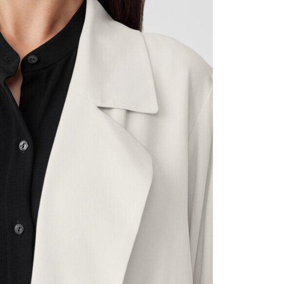Eileen Fisher Silk Georgette Crepe Trench Coat, Ivory - Picture 4 of 4